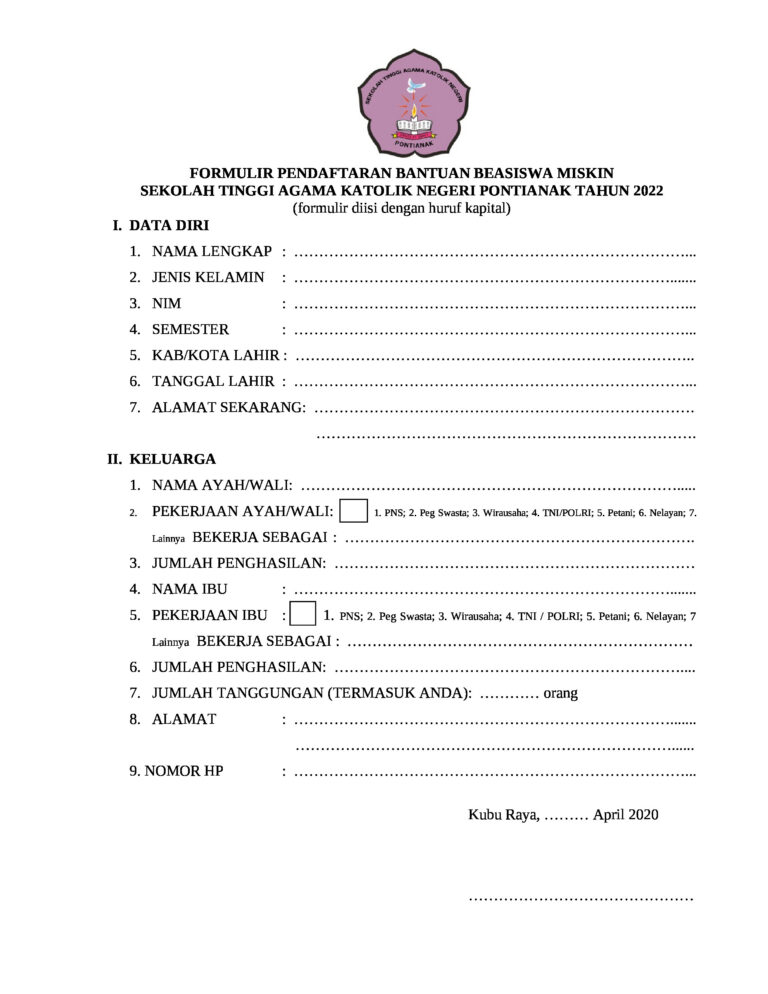 Formulir Pendaftaran Bantuan Beasiswa Miskin 2022